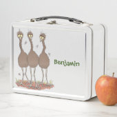 オーストラリアおもしろいのemuトリオ漫画イラストレーション メタルランチボックス (インサイチュ)