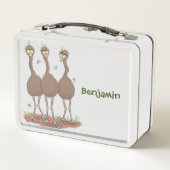 オーストラリアおもしろいのemuトリオ漫画イラストレーション メタルランチボックス (裏面)