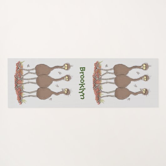 オーストラリアおもしろいのemuトリオ漫画イラストレーション ヨガマット (裏面(横))