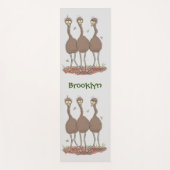 オーストラリアおもしろいのemuトリオ漫画イラストレーション ヨガマット (正面)