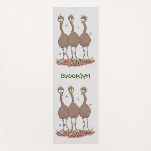 オーストラリアおもしろいのemuトリオ漫画イラストレーション ヨガマット (正面)