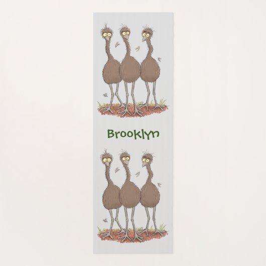 オーストラリアおもしろいのemuトリオ漫画イラストレーション ヨガマット (裏面)