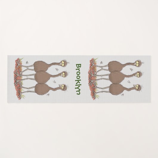 オーストラリアおもしろいのemuトリオ漫画イラストレーション ヨガマット (正面(横))