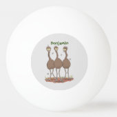 オーストラリアおもしろいのemuトリオ漫画イラストレーション 卓球ボール (正面)