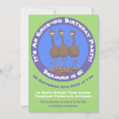 オーストラリアおもしろいのemuトリオ漫画イラストレーション 招待状 (正面)