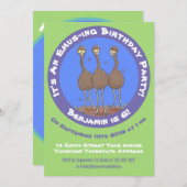 オーストラリアおもしろいのemuトリオ漫画イラストレーション 招待状 (正面/裏面)