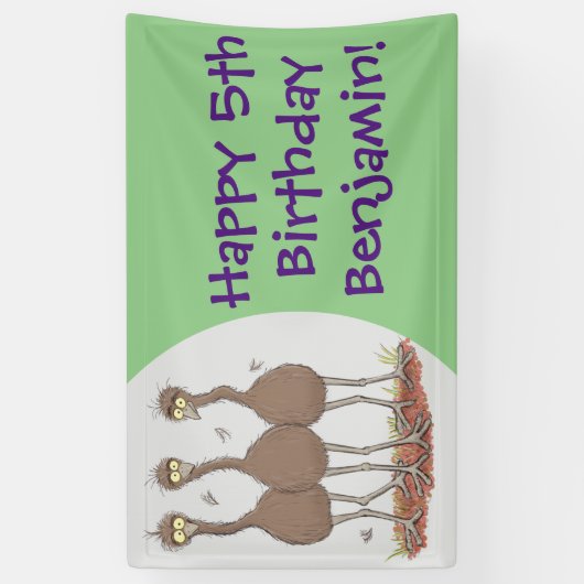 オーストラリアおもしろいのemuトリオ漫画イラストレーション 横断幕 (縦)