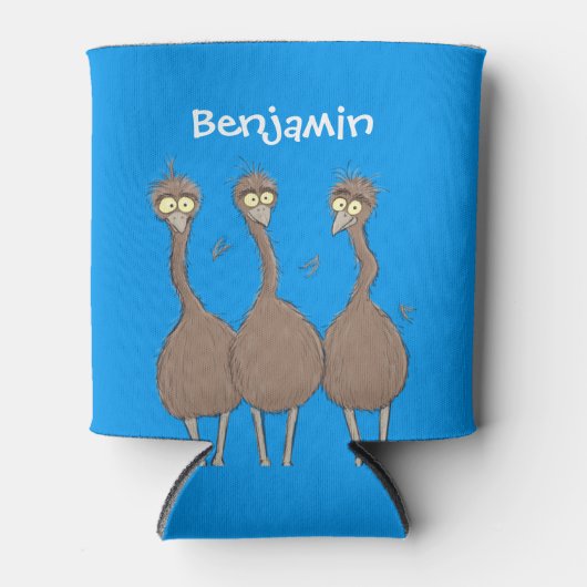 オーストラリアおもしろいのemuトリオ漫画イラストレーション 缶クーラー (正面)