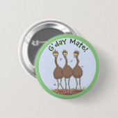 オーストラリアおもしろいのemuトリオ漫画イラストレーション 缶バッジ (正面&裏面)