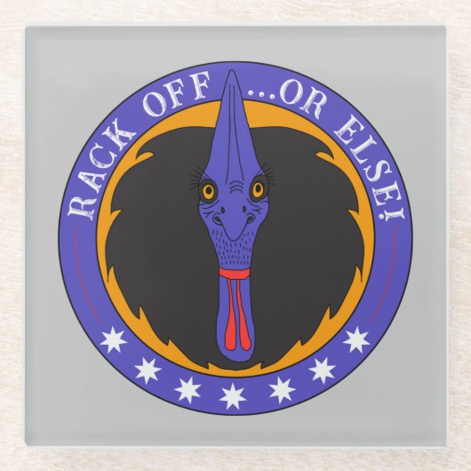 オーストラリアおもしろい引用文カソウィル鳥の漫画 ガラスコースター (正面)