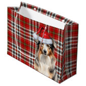 オーストラリアおもしろい羊飼いのクリスマスプレイド ラージペーパーバッグ (正面アングル)