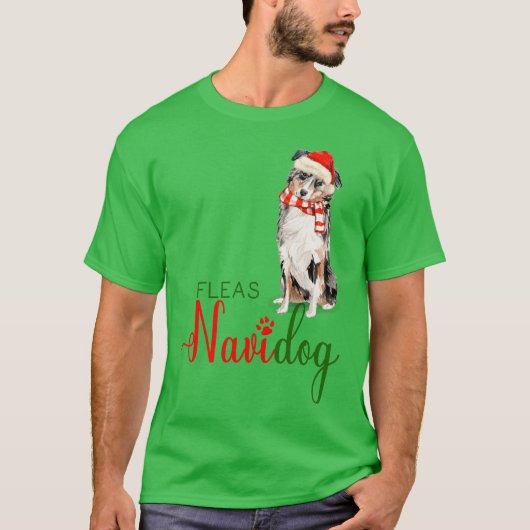 オーストラリアおもしろい羊飼いクリスマスノミNavidog Tシャツ (正面)