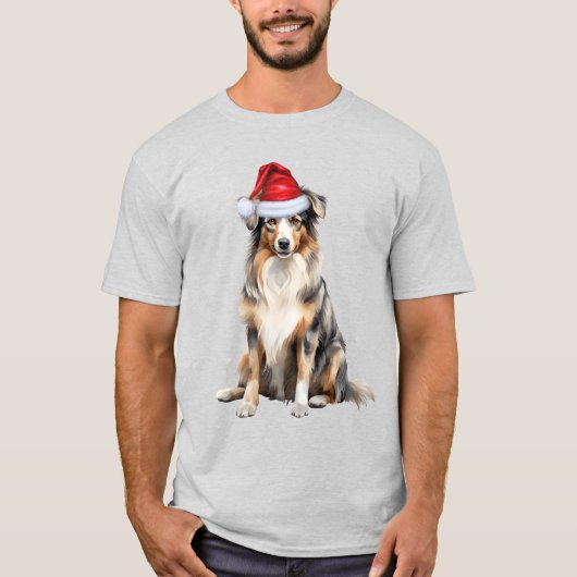 オーストラリアおもしろい羊飼いクリスマス犬 Tシャツ (正面)