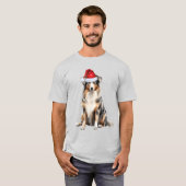 オーストラリアおもしろい羊飼いクリスマス犬 Tシャツ (正面フル)
