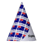 オーストラリアおよびオーストラリア国旗のタイル張りパーソナライズされた パーティーハット (左)