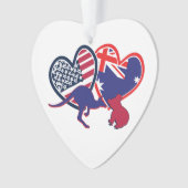 オーストラリアおよび統一された州国旗のハート オーナメント (正面)