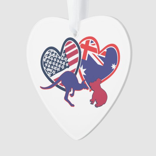 オーストラリアおよび統一された州国旗のハート オーナメント (正面)