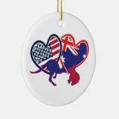 オーストラリアおよび統一された州国旗のハート セラミックオーナメント (右)