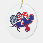 オーストラリアおよび統一された州国旗のハート セラミックオーナメント (左)