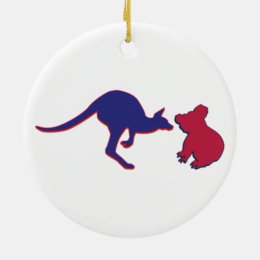 オーストラリアおよび統一された州国旗のハート セラミックオーナメント (裏面)