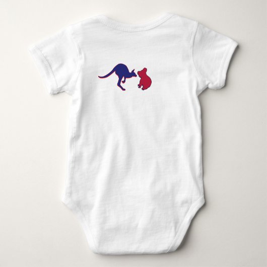 オーストラリアおよび統一された州国旗のハート ベビーボディスーツ (裏面)