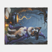 オーストラリアお洒落の羊飼い絵を描ハロウィン フリースブランケット (正面(横))