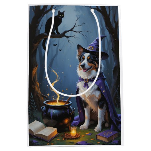 オーストラリアお洒落の羊飼い絵を描ハロウィン ミディアムペーパーバッグ (正面)