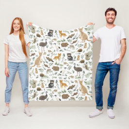 オーストラリアお洒落動物緑ユーカリ フリースブランケット