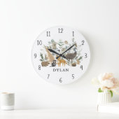 オーストラリアお洒落動物飼育少年子供部屋 ラージ壁時計 (ホーム)