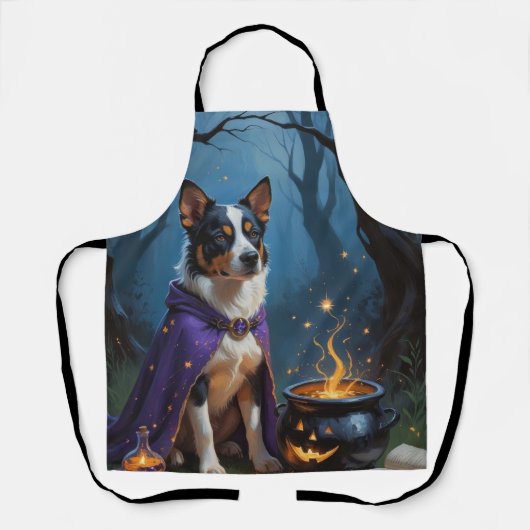 オーストラリアお洒落牛ハロウィン絵を描ズ エプロン (正面)