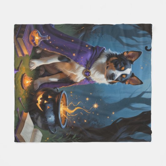 オーストラリアお洒落牛ハロウィン絵を描ズ フリースブランケット (正面(横))