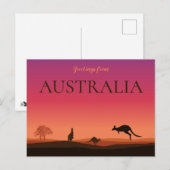 オーストラリアからのカンガルー旅行の挨拶 ポストカード (正面/裏面)