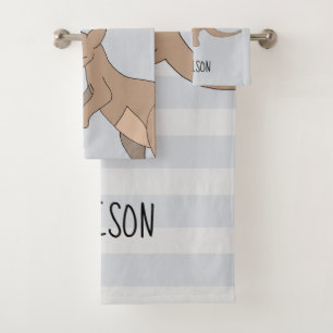 オーストラリアかわいいカンガルーDoodleとName Kids バスタオルセット