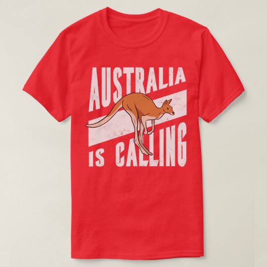 オーストラリアが可愛い漫画カンガルーを呼んでいる Tシャツ (デザイン正面)