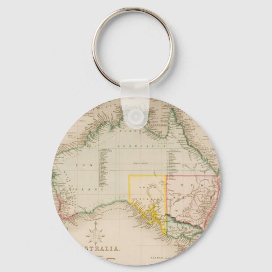 オーストラリアとニュージーランドの地図 キーホルダー (正面)