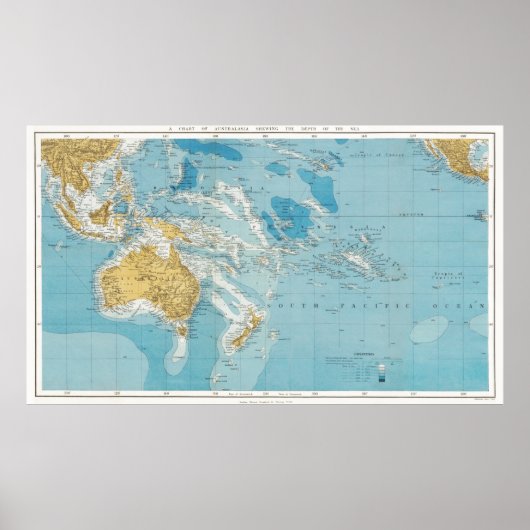 オーストラリアと南太平洋の歴史地図 ポスター (正面)