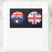 オーストラリアと英国の国旗 長方形シール (バッグ)