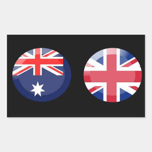 オーストラリアと英国の国旗 長方形シール (正面)