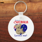 オーストラリアにいる人が私のコアラを愛している キーホルダー (正面)