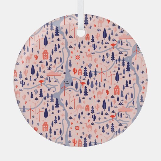 オーストラリアのアイコン、シームレスな装飾パターン。 ガラスオーナメント (正面)