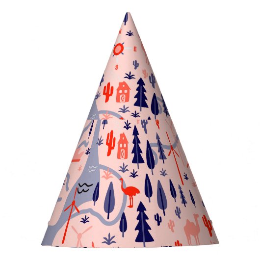 オーストラリアのアイコン、シームレスな装飾パターン。 パーティーハット (正面)