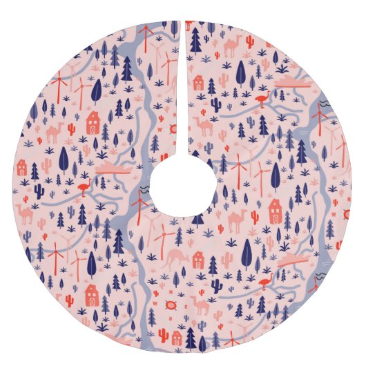 オーストラリアのアイコン、シームレスな装飾パターン。 ブラッシュドポリエステルツリースカート (正面)