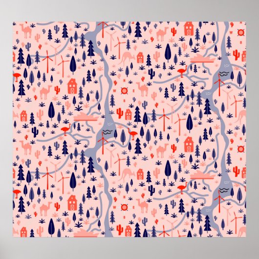 オーストラリアのアイコン、シームレスな装飾パターン。 ポスター (正面)