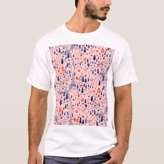 オーストラリアのアイコン、シームレスな装飾パターン。 Tシャツ (正面)