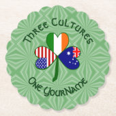 オーストラリアのアイリッシュアメリカンシャムロパーソナライズされたック ペーパーコースター (正面)