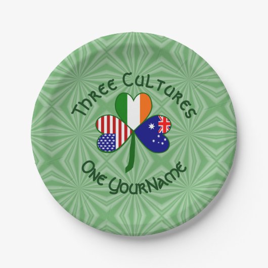 オーストラリアのアイリッシュアメリカンシャムロパーソナライズされたック ペーパープレート (正面)