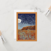 オーストラリアのアウトバックの月と野の花 カード (正面/裏面インサイチュ)