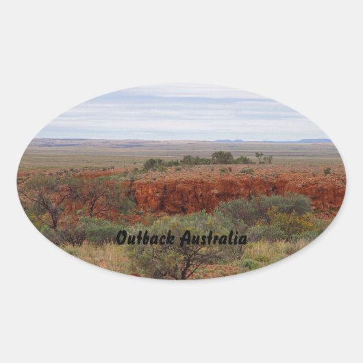 オーストラリアのアウトバック風景のステッカー 楕円形シール (正面)