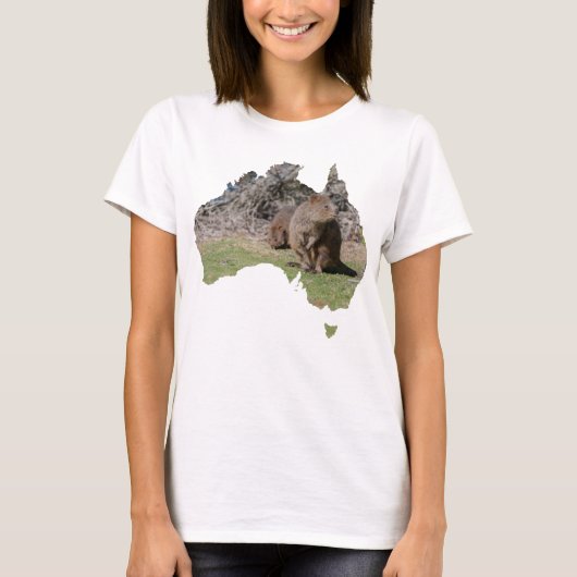 オーストラリアのアウトライン形状クッカグラス Tシャツ (正面)