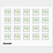 オーストラリアのアカシアの花のスタンプアート スクエアシール (シート)